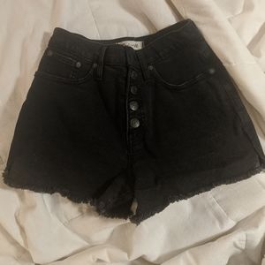 Black denim high waist cut off shorts